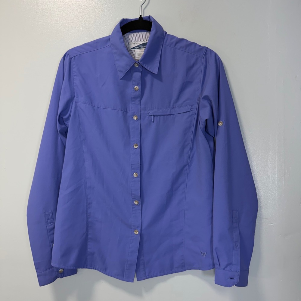 White Sierra Insect Shield Womens Small Blue Long Sleeve Hiking Fishing Shirt